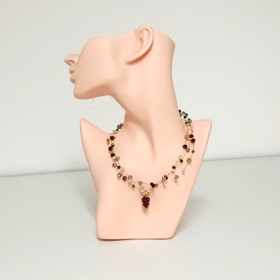 Gargantilla única con alambre / piedras y perlas / ajustable