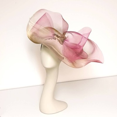 Pamela de paja Natural cuadrada con crin rosa I Alta costura femenina