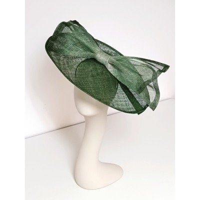 Pamela de paja verde Bosque con Lazos Grandes I Alta costura femenina